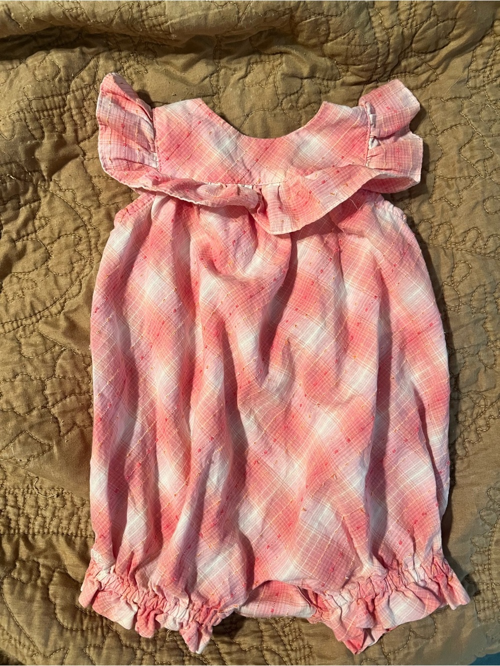 Ralph Lauren Pink Plaid Ruffle Bubble 3mon